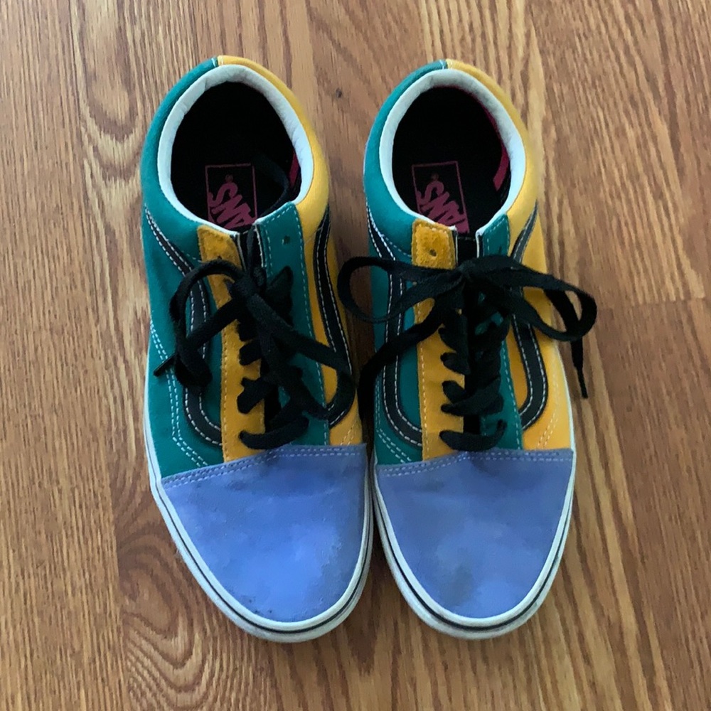 Vans like new multi colors leather canvas